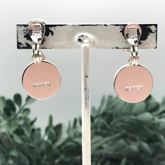 Napier Silver-Tone Amethyst Druzy Double Drop Clip-On Earrings For Women - Picture 6 of 6